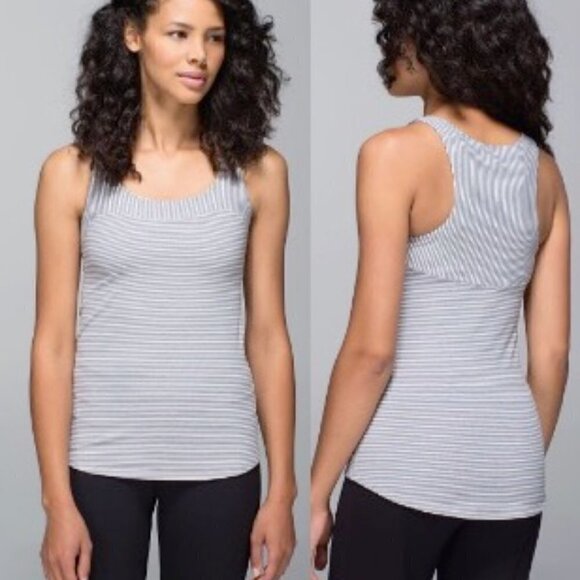 LULULEMON Run Wicking First Base Tank Anti-Stink Stripe Heather Grey suspect S/M - Picture 1 of 14